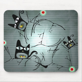 Hungry cats and doves moon sun branches mousepad