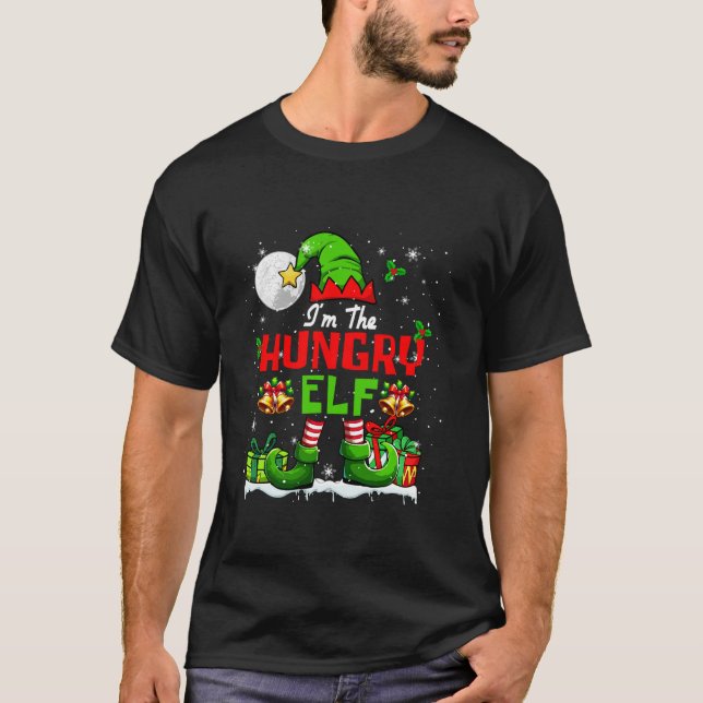 Hungry Costume Christmas Elf Lover Colourful Match T-Shirt (Front)