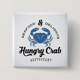 Hungry Crab Restaurant Poster 15 Cm Square Badge