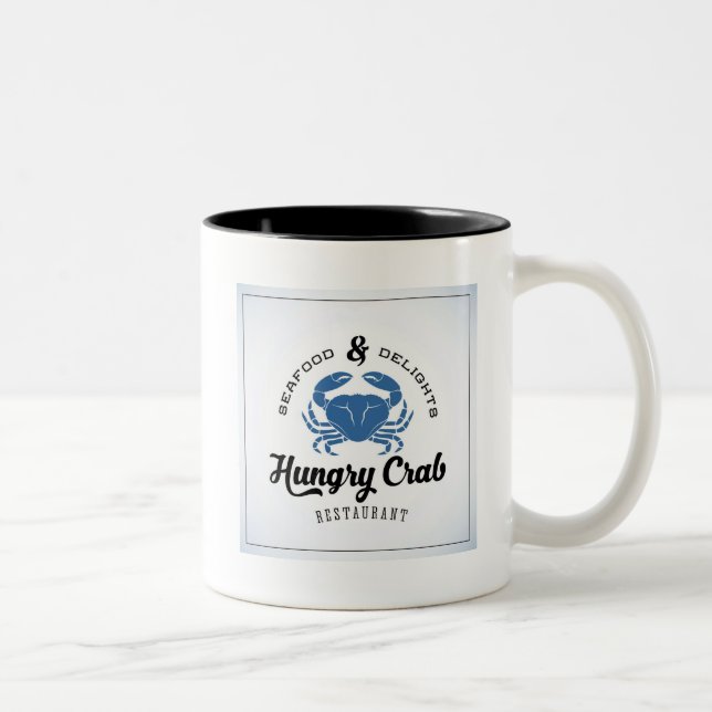 Hungry Crab Restaurant Poster Two-Tone Coffee Mug (Right)