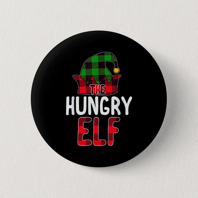 Hungry Elf Matching Family Group Christmas Party P 6 Cm Round Badge (Front)