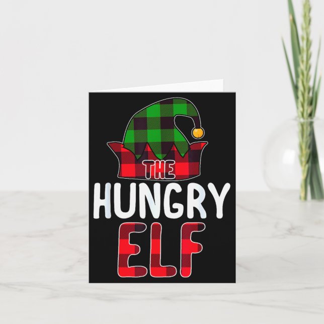 Hungry Elf Matching Family Group Christmas Party P Card (Front)