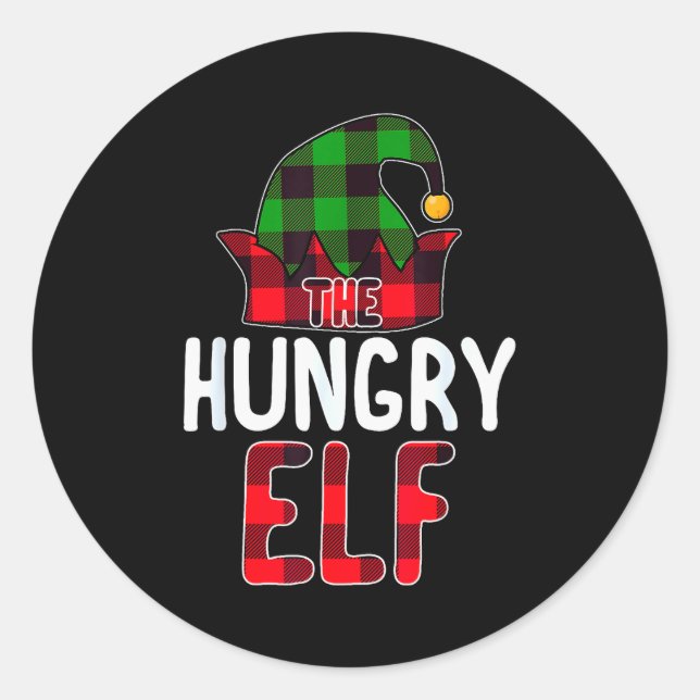 Hungry Elf Matching Family Group Christmas Party P Classic Round Sticker (Front)