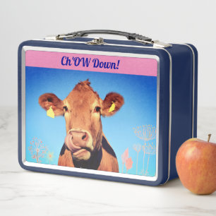Hungry Farm Aminal Cow Metal Lunch Box