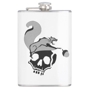 Hungry Flying Grey Death Squirrel Hip Flask