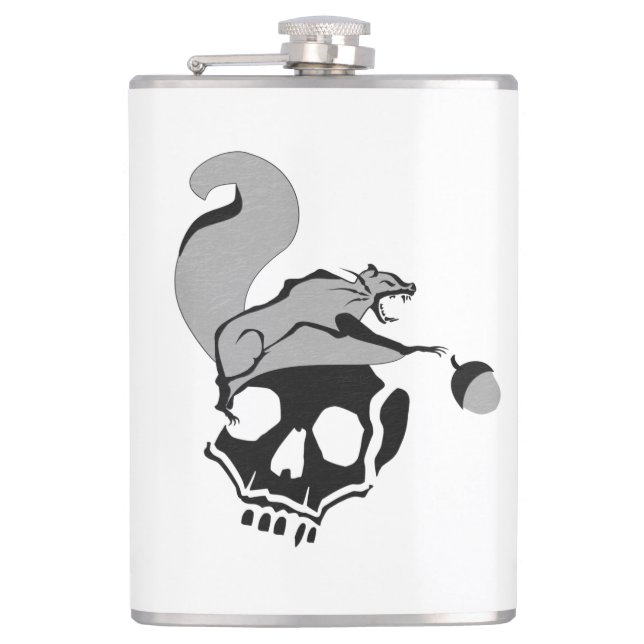 Hungry Flying Grey Death Squirrel Hip Flask (Front)