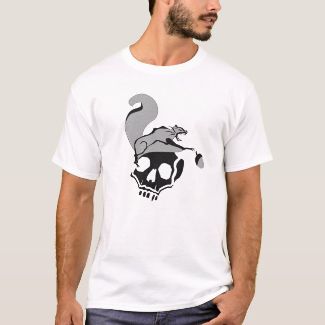 Hungry Flying Grey Death Squirrel T-Shirt (Front)