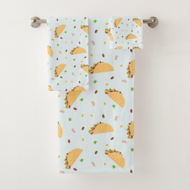 Hungry For Tacos Pattern Bath Towel Set (Insitu)