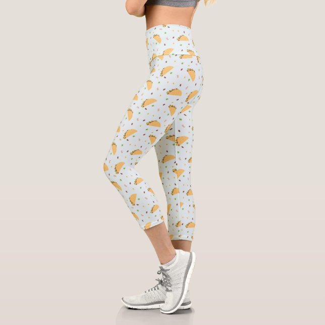 Hungry For Tacos Pattern Capri Leggings (Left)