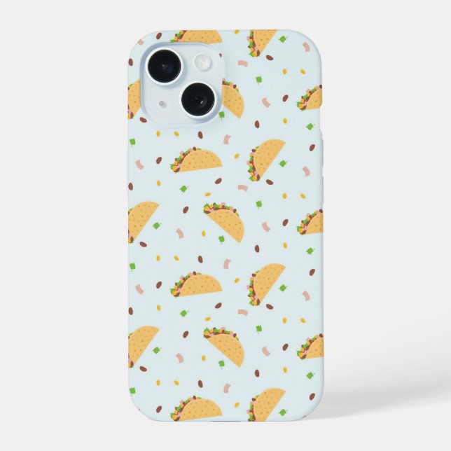 Hungry For Tacos Pattern iPhone 15 Case (Back)