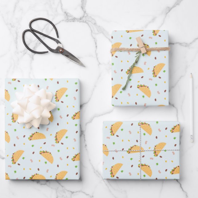 Hungry For Tacos Pattern Wrapping Paper Sheet (Front)