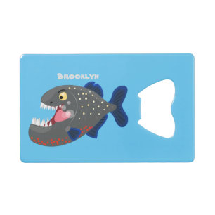 Hungry funny piranha cartoon illustration