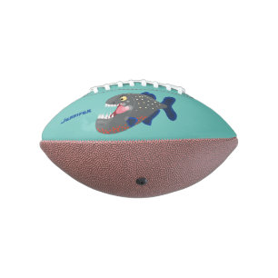Hungry funny piranha cartoon illustration american football