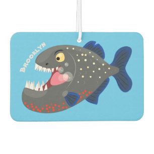 Hungry funny piranha cartoon illustration car air freshener