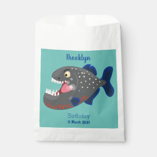 Hungry funny piranha cartoon illustration favour bags