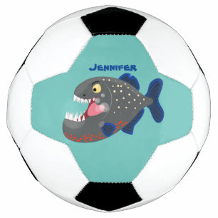 Hungry funny piranha cartoon illustration football