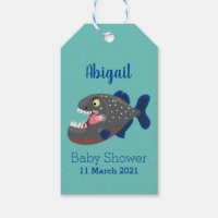 Hungry funny piranha cartoon illustration