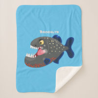 Hungry funny piranha cartoon illustration