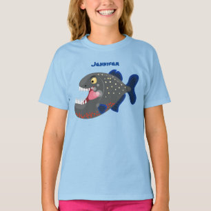 Hungry funny piranha cartoon illustration T-Shirt