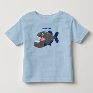 Hungry funny piranha cartoon illustration toddler T-Shirt