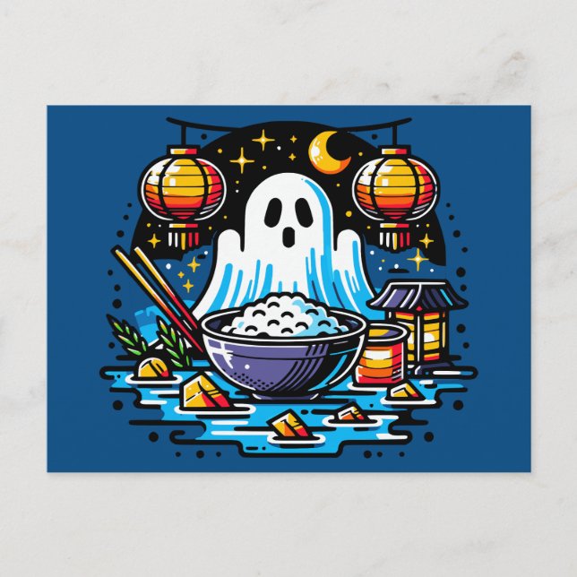 Hungry Ghost Festival Graphic Art Postcard (Front)