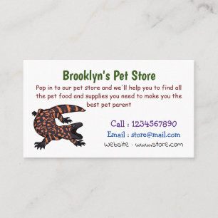 Hungry gila monster lizard cartoon illustration business card