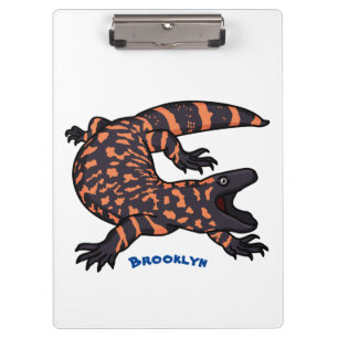 Hungry gila monster lizard cartoon illustration clipboard