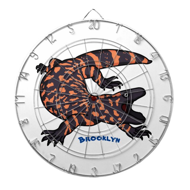 Hungry gila monster lizard cartoon illustration dartboard (Front)