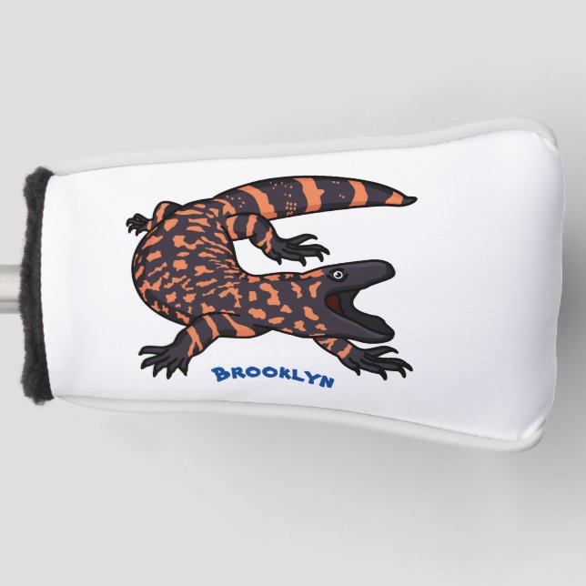 Hungry gila monster lizard cartoon illustration golf head cover (Front)