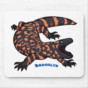 Hungry gila monster lizard cartoon illustration mouse mat