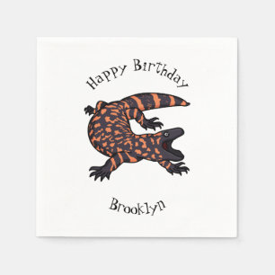 Hungry gila monster lizard cartoon illustration napkin