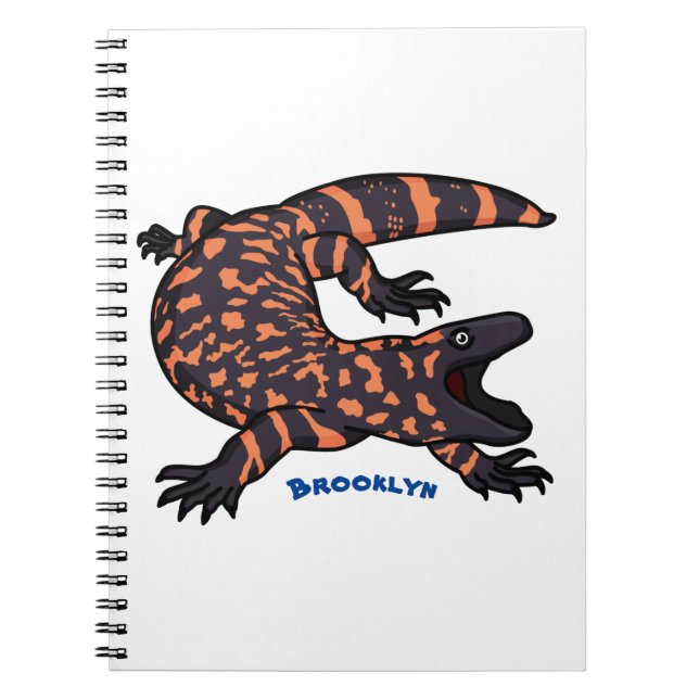 Hungry gila monster lizard cartoon illustration notebook (Front)