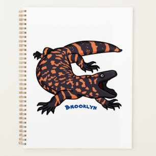 Hungry gila monster lizard cartoon illustration planner