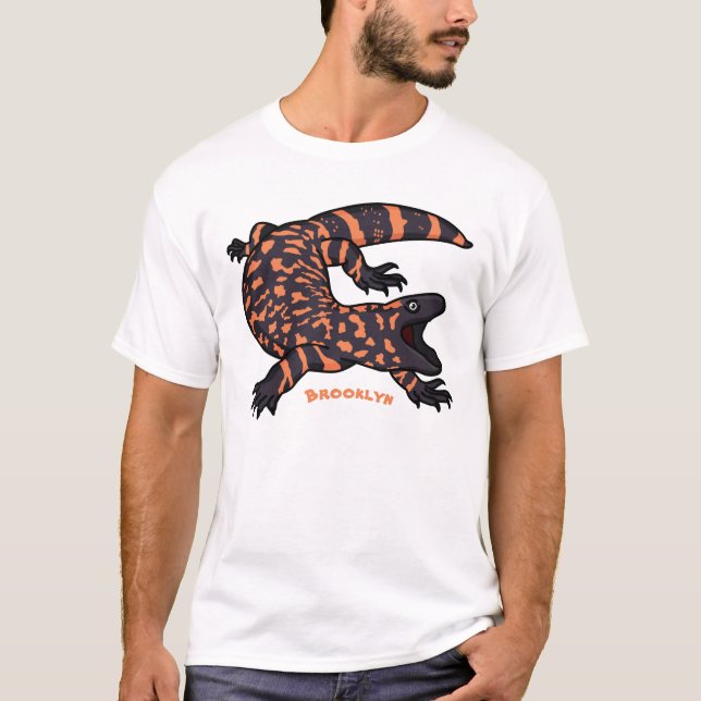 Hungry gila monster lizard cartoon illustration T-Shirt (Front)