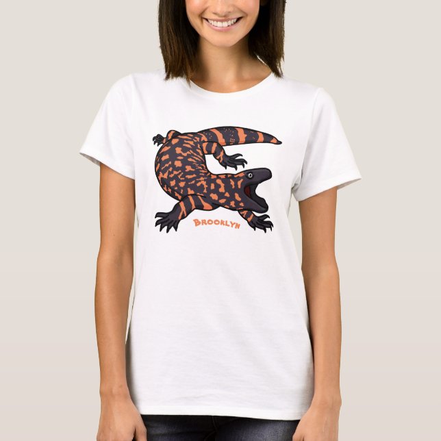 Hungry gila monster lizard cartoon illustration T-Shirt (Front)
