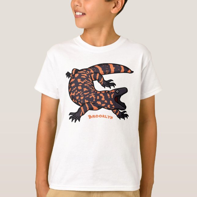 Hungry gila monster lizard cartoon illustration T-Shirt (Front)