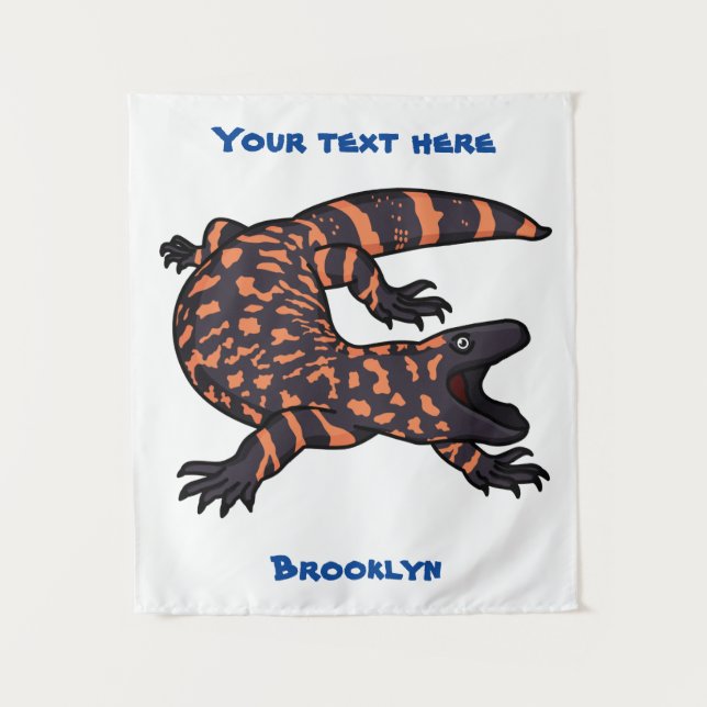 Hungry gila monster lizard cartoon illustration  tapestry (Front)