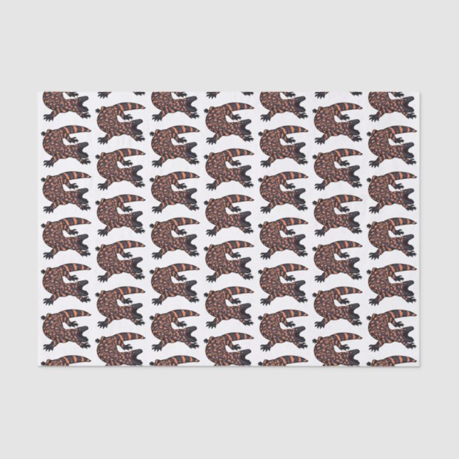 Hungry gila monster lizard cartoon illustration  tissue paper (Front)