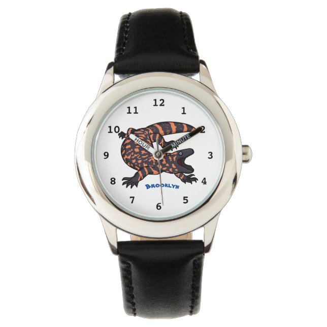 Hungry gila monster lizard cartoon illustration watch (Front)
