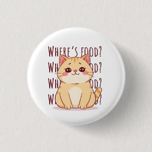 Hungry Ginger Cat  3 Cm Round Badge