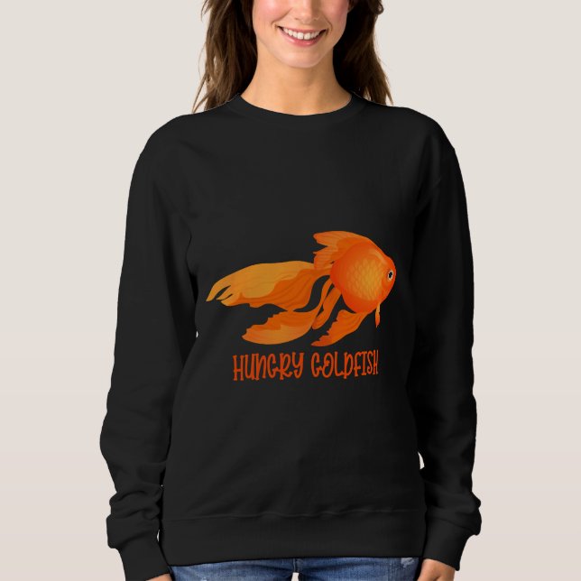 Hungry Goldfish 2 On Dark Turquoise Sweatshirt (Front)