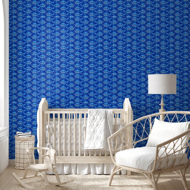Hungry Great White Shark Pattern  Wallpaper (Kids)