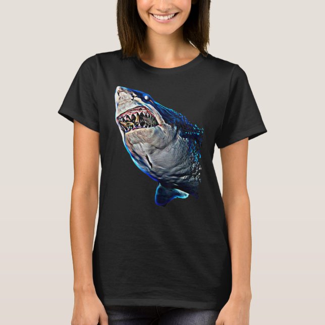 Hungry Great White Shark Tee For Daddy's, Kids & L (Front)