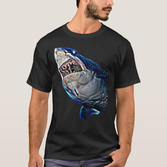 Hungry Great White Shark Tee For Daddy's, Kids & L (Front)