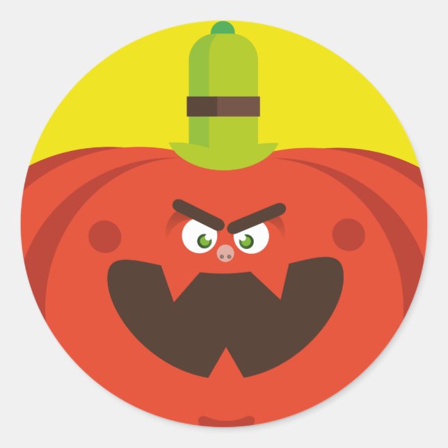 hungry halloween pumpkin classic round sticker (Front)