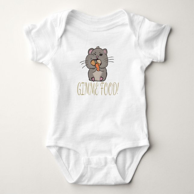 Hungry hamster baby bodysuit (Front)
