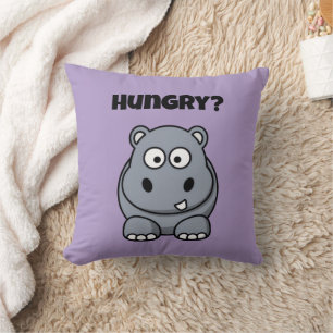 Hungry Hippo Funny Kids Hippopotamus Cartoon Cushion