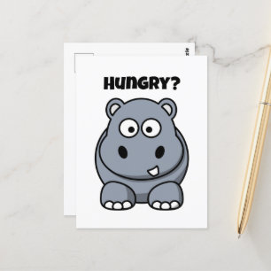 Hungry Hippo Funny Kids Hippopotamus Cartoon Postcard