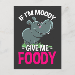 Hungry Hippo Moody Woman Food Lover Postcard