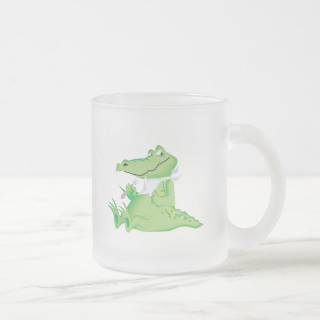 hungry hungry alligator frosted glass coffee mug (Right)